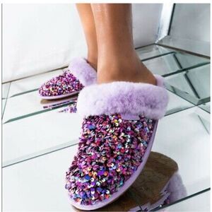 11 nwt ugg scuffette II 2 stellar sequin  slipper shoe sandal purple iridescent